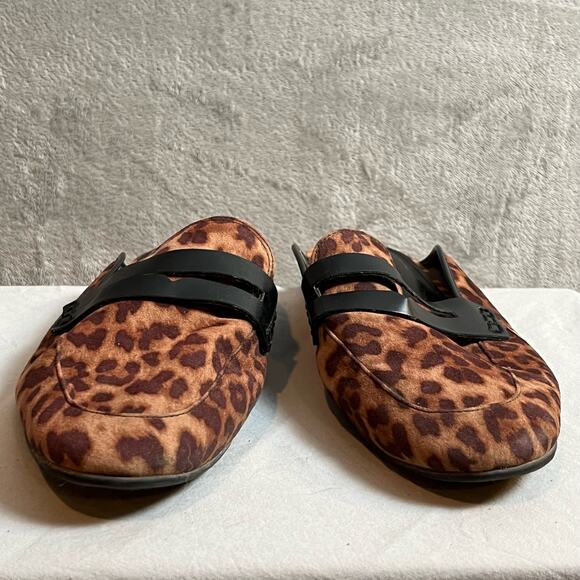 Circus by Sam Edelman Hal‎ Brown & Black Cheetah Print Slide Flats Shoes Sz 8.5M - Picture 1 of 6